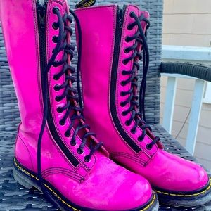 Hot Pink Doc Martens, 14 eyelet mid calf size 7